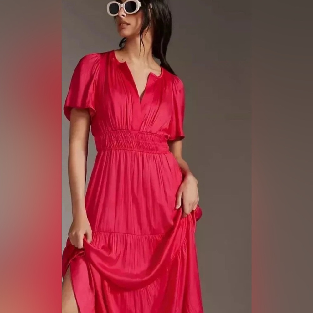 Anthropologie The Somerset Maxi in Pink Lumensilk Edition Dress XS
